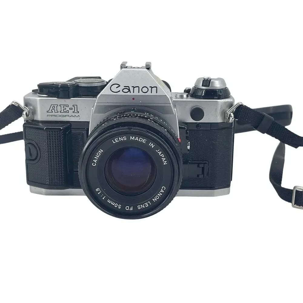 Canon AE-1 Program 35mm SLR Film Camera w/ Canon FD 50mm f/1.8 Lens Japan